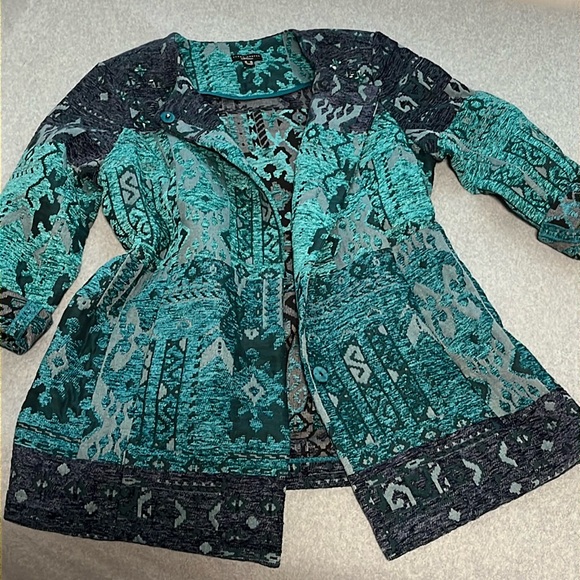 Susan Graver Artisan Jacket Size 14 Boho Carpet Mature Grunge Festival Artsy - Picture 4 of 13